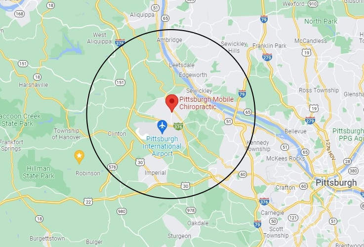 Map to Pittsburgh Mobile Chiropractic in Crescent, PA